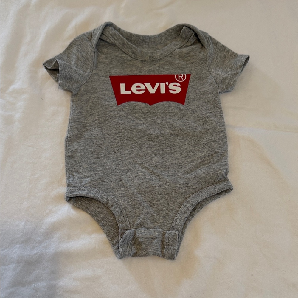Levi's Red and Gray Baby Bodysuit